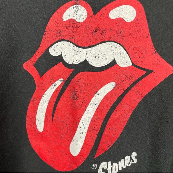 THE ROLLING STONES Black Crop Sweatshirt size XL - Picture 2 of 5